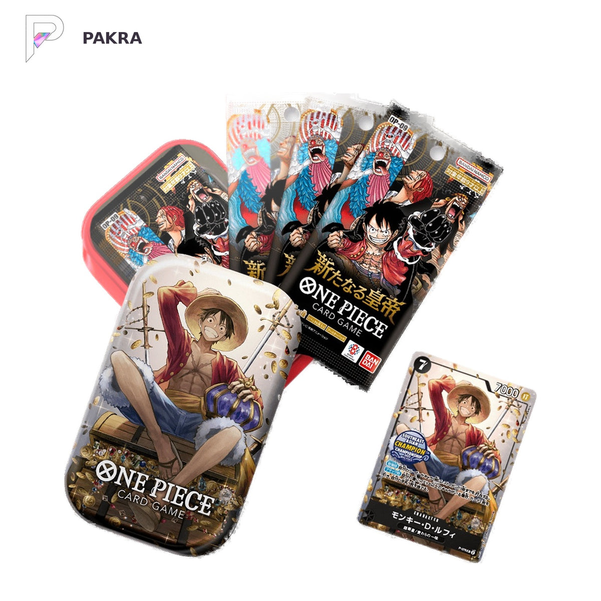 ONE PIECE Card Game Mini Tin Pack Set Vol.3 - Japanese, official product image on a white PAKRA background.