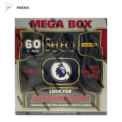 2022-23 Panini Select Premier League Mega Box - 6 Packs, official product image on a white PAKRA background.