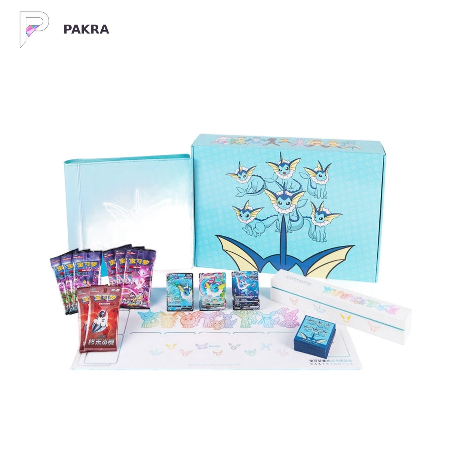 Pokémon TCG Eevee Advanced Gift Box - Vaporeon - Simplified Chinese, official product image on a white PAKRA background.