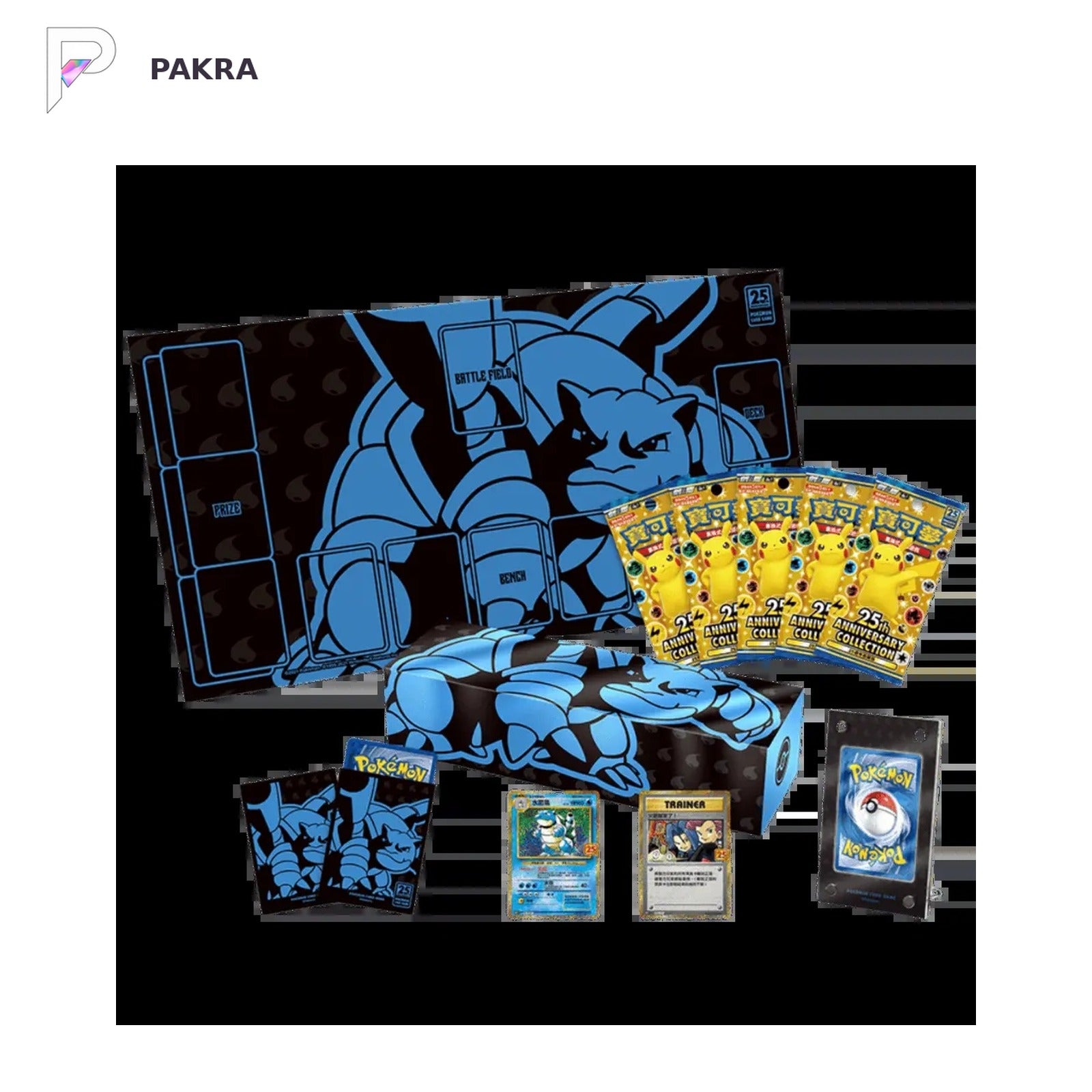 Pokémon TCG 25th Anniversary Blastoise Box - Traditional Chinese, official product image on a white PAKRA background.