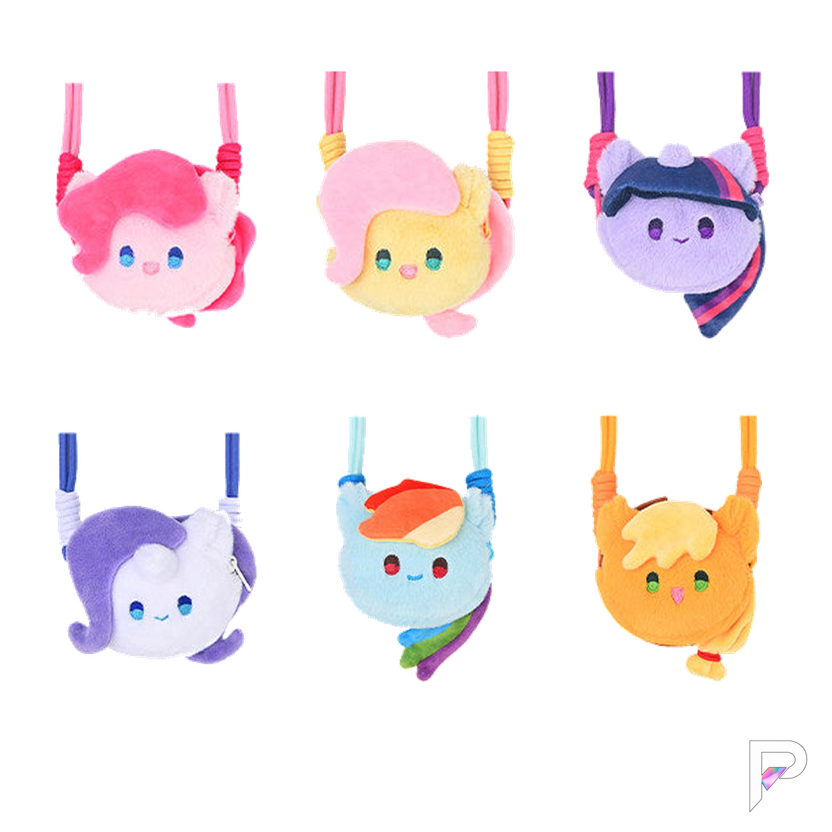 REESEE My Little Pony plush phone clip and earbud pouch, six selectable character styles shown on white; each sold separately.