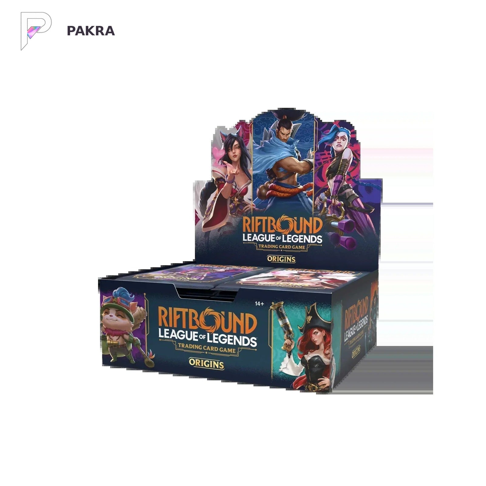 Riftbound League of Legends TCG Origins Booster Box - English - 24 Packs, official product image on a white PAKRA background.