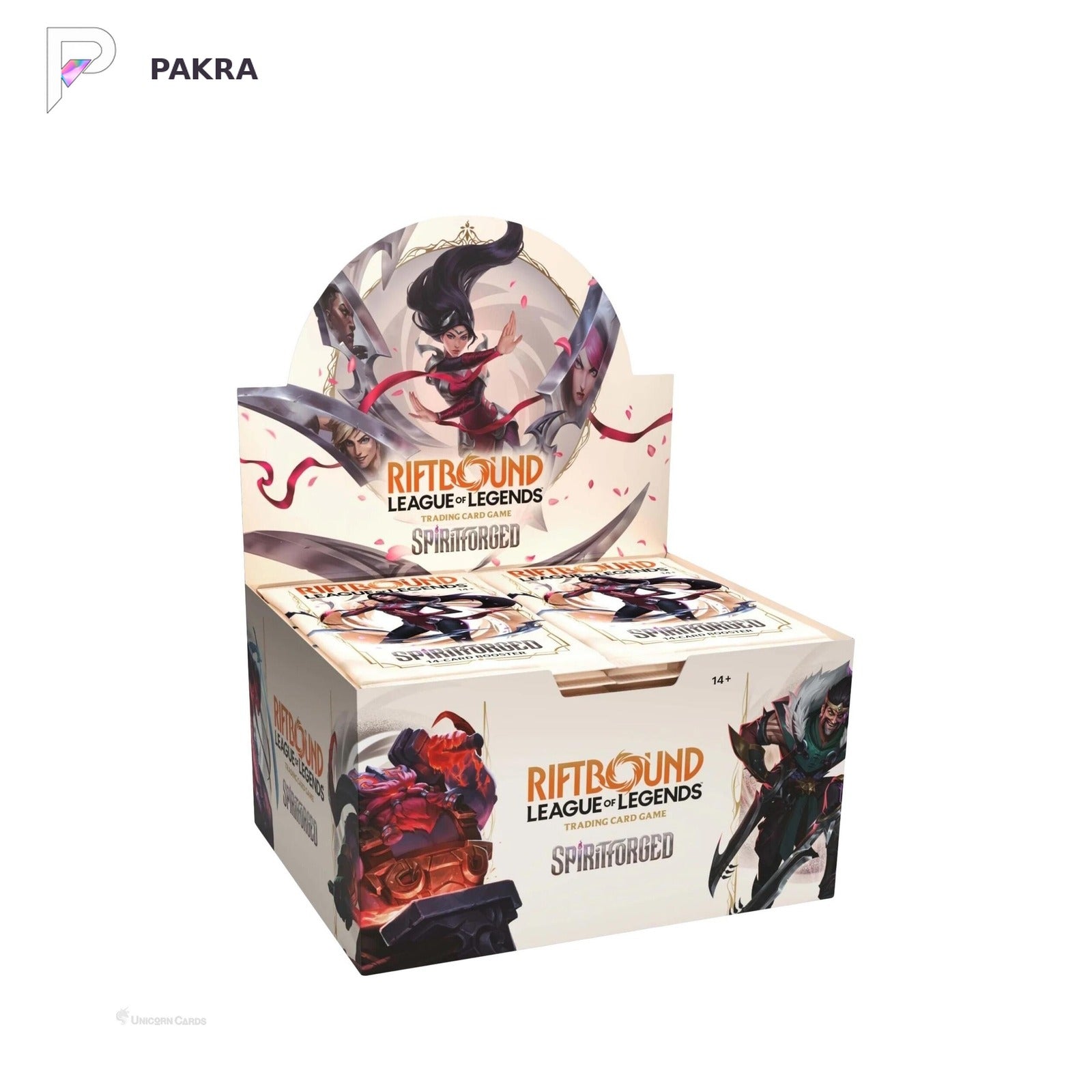 Riftbound League of Legends TCG Spiritforged Booster Box - English - 24 Packs, official product image on a white PAKRA background.