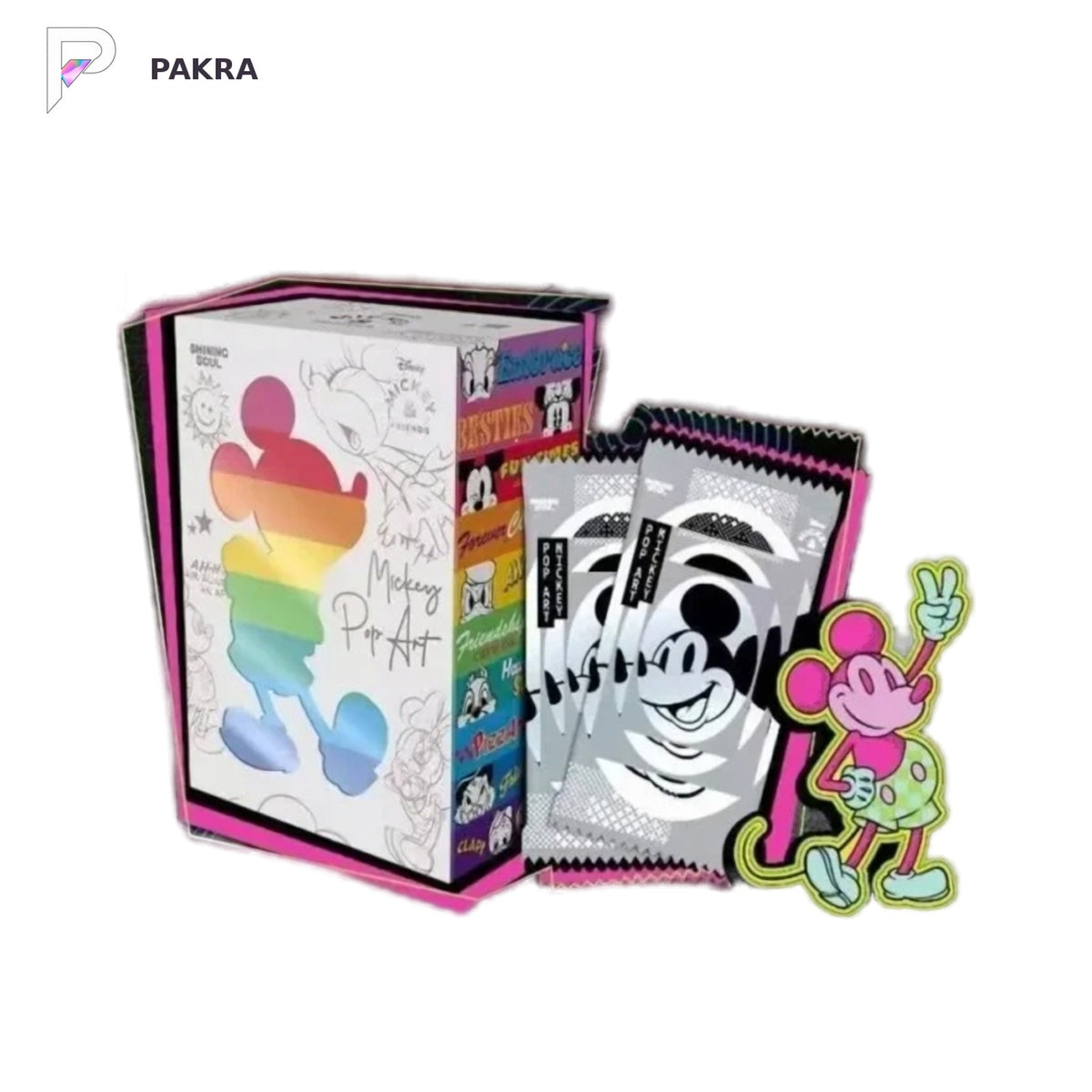 Shining Soul Disney Mickey & Friends Pop Art Collector Cards - Sealed Case of 20 Boxes, official product image on a white PAKRA background.