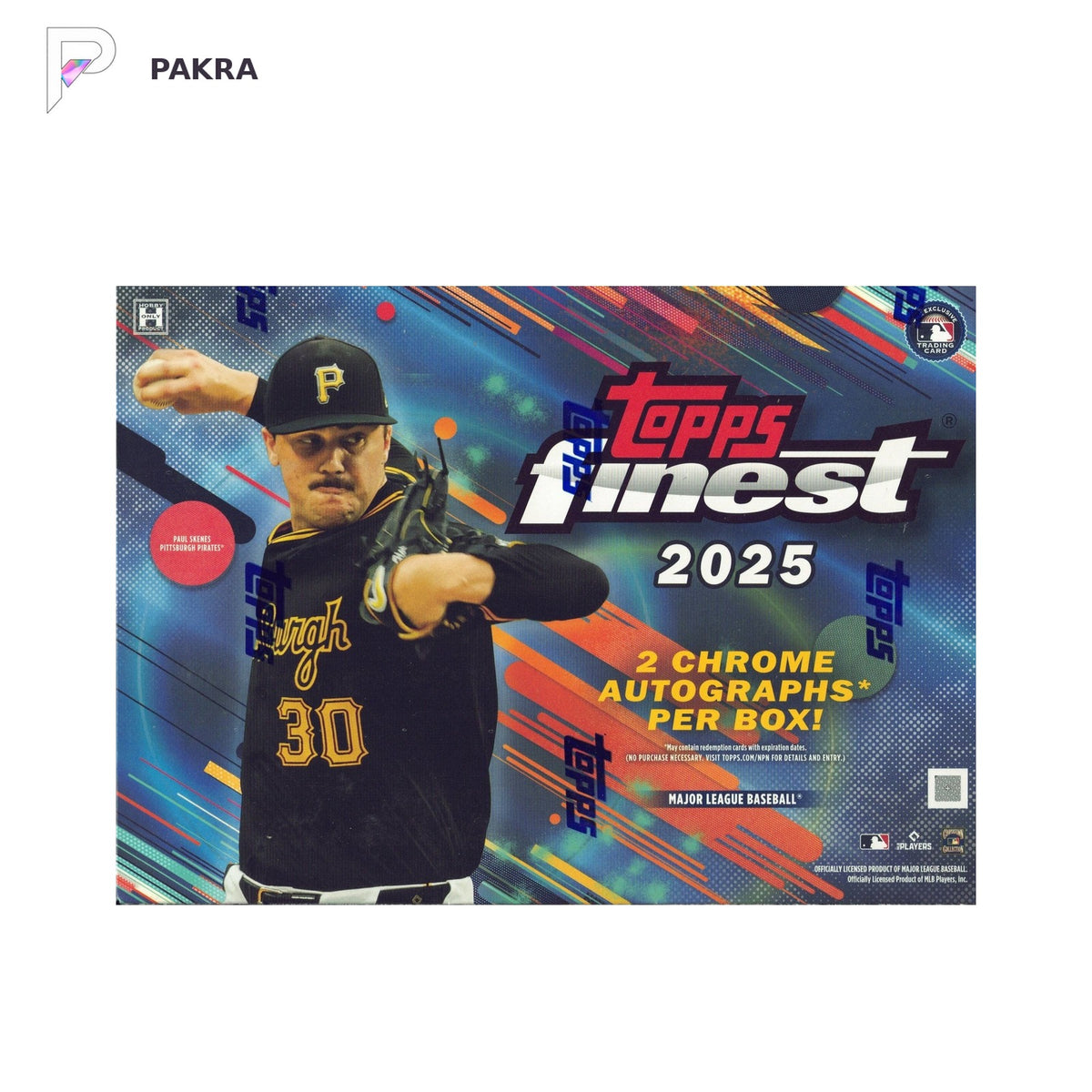 2025 Topps Finest Baseball Hobby Box - Sealed Case of 8, official product image on a white PAKRA background.