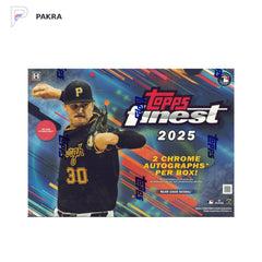 2025 Topps Finest Baseball Hobby Box - Sealed Case of 8, official product image on a white PAKRA background.