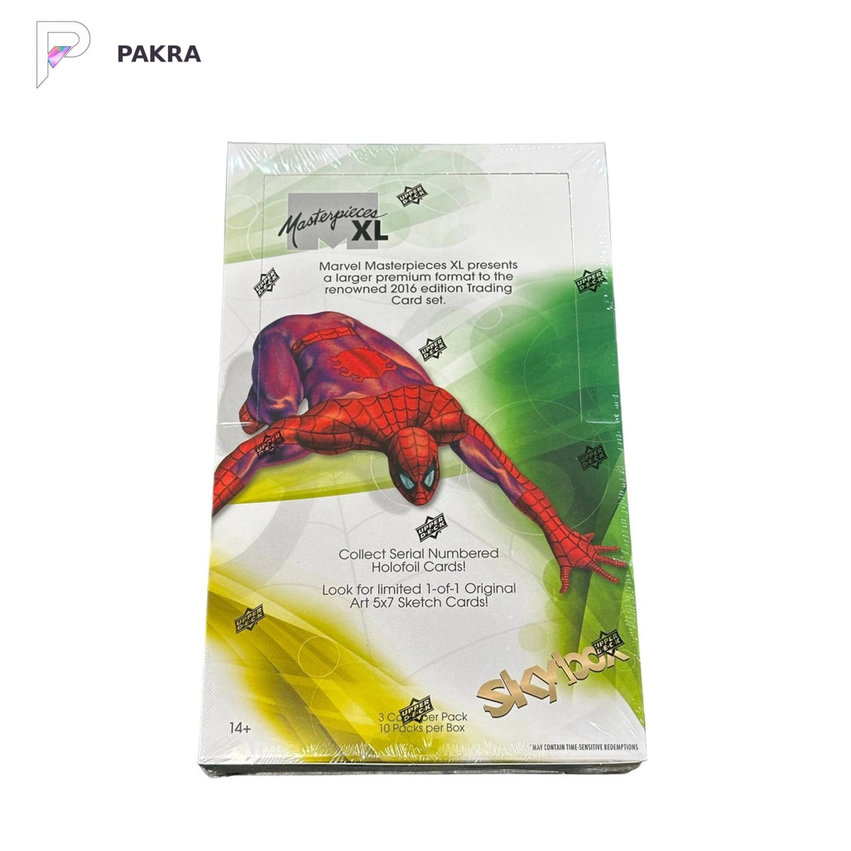2024 Upper Deck Marvel Masterpieces XL Hobby Box, official product image on a white PAKRA background.