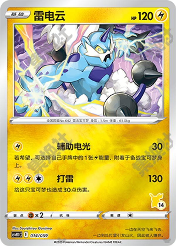 Thundurus CSVH1C-014/059 Unmarked Foil — Simplified Chinese Pokémon card