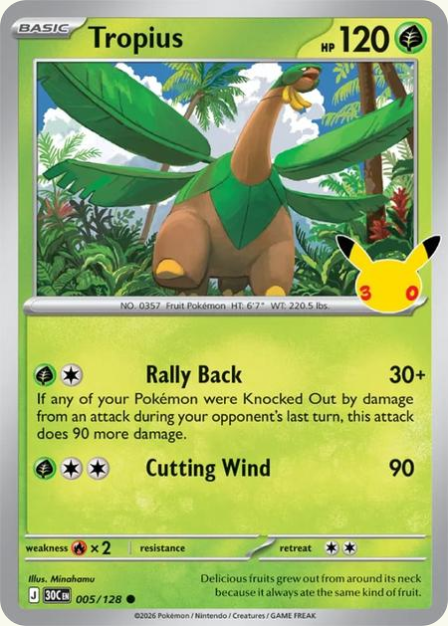 Pokémon Tropius 30C-005/128 — English Single Card