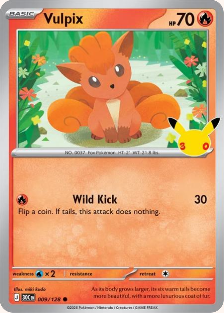 Pokémon Vulpix 30C-009/128 — English Single Card
