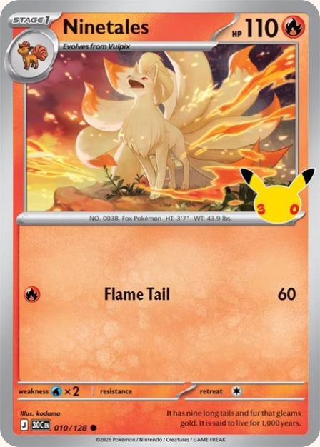 Pokémon Ninetales 30C-010/128 — English Single Card
