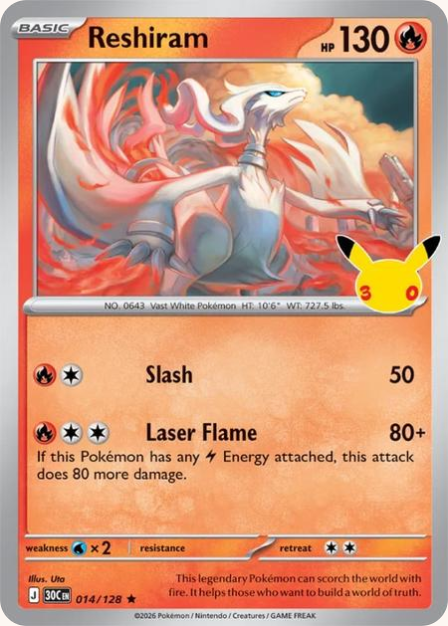 Pokémon Reshiram 30C-014/128 — English Single Card