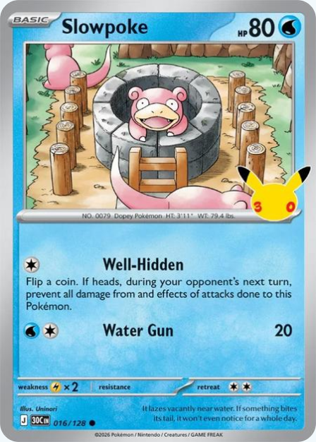Pokémon Slowpoke 30C-016/128 — English Single Card