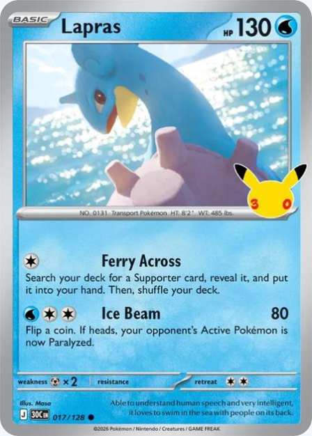 Pokémon Lapras 30C-017/128 — English Single Card