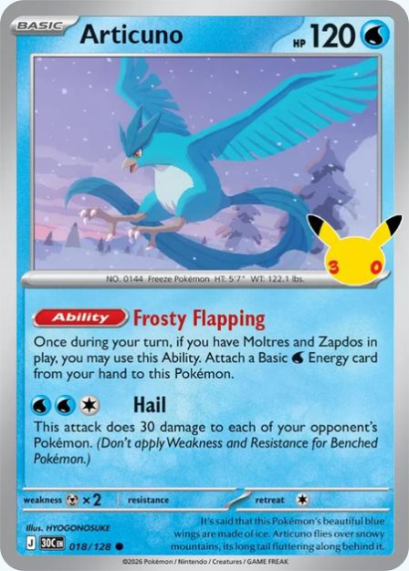 Pokémon Articuno 30C-018/128 — English Single Card