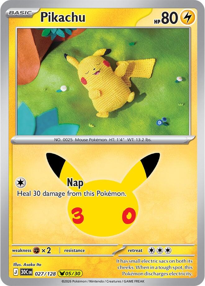 Pokémon Pikachu 30C-027/128 — English Single Card