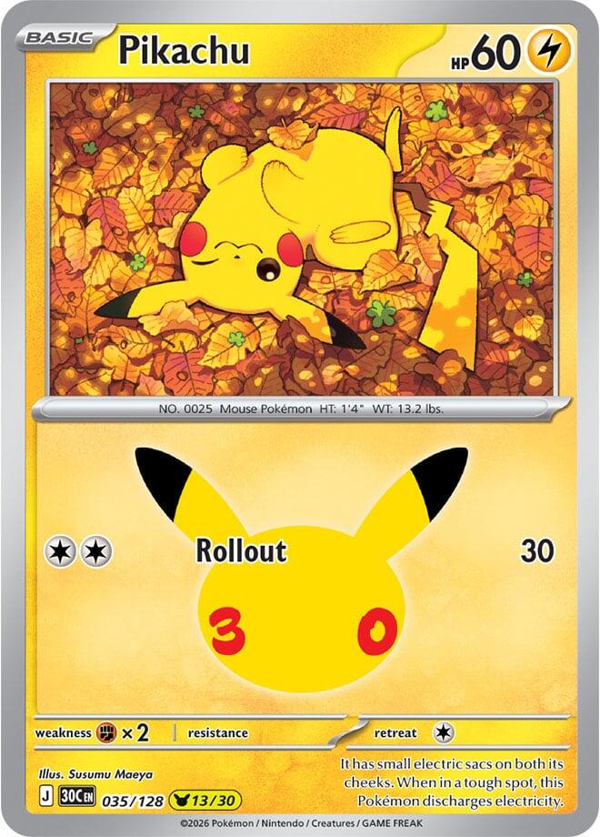 Pokémon Pikachu 30C-035/128 — English Single Card