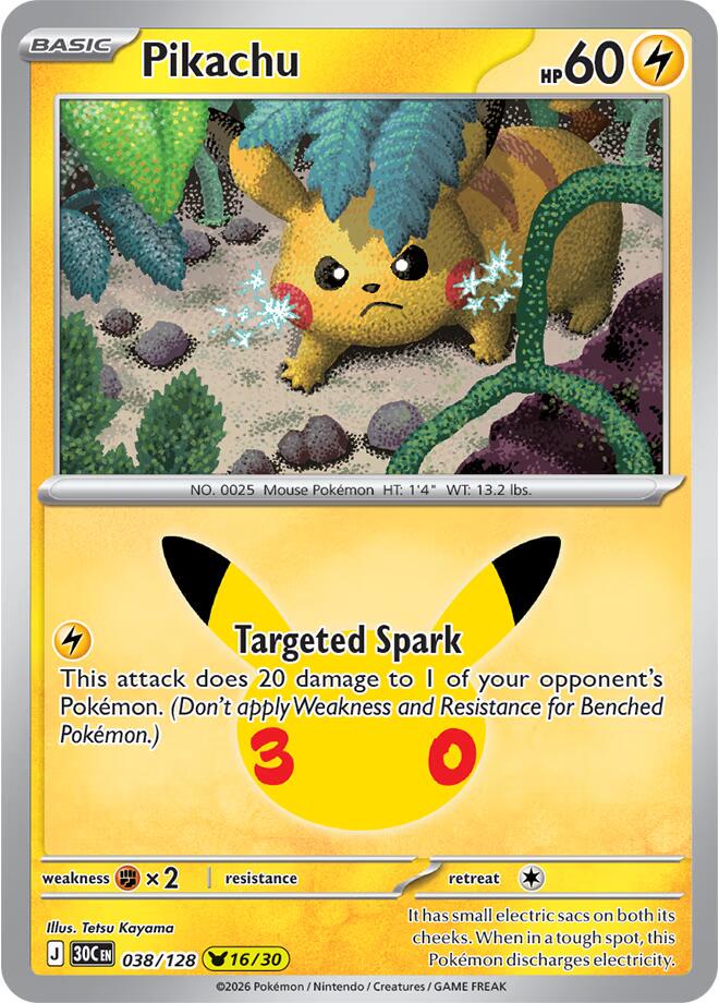 Pokémon Pikachu 30C-038/128 — English Single Card