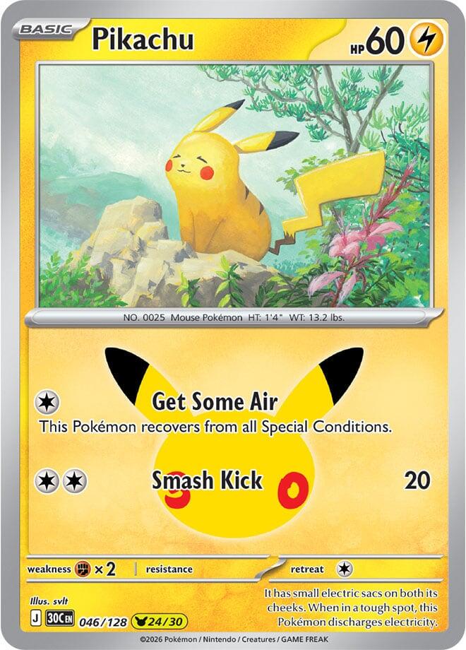 Pokémon Pikachu 30C-046/128 — English Single Card