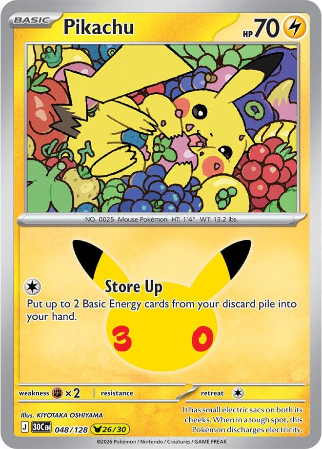 Pokémon Pikachu 30C-048/128 — English Single Card