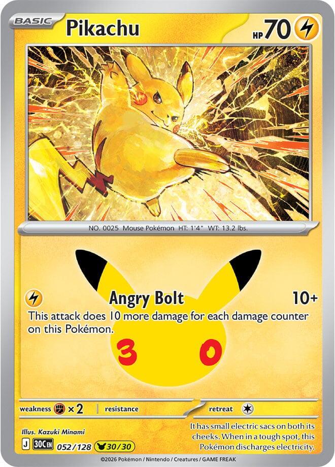 Pokémon Pikachu 30C-052/128 — English Single Card