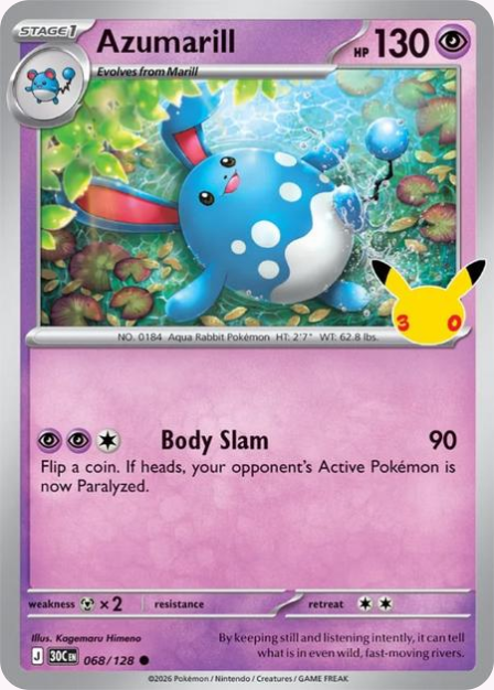 Pokémon Azumarill 30C-068/128 — English Single Card