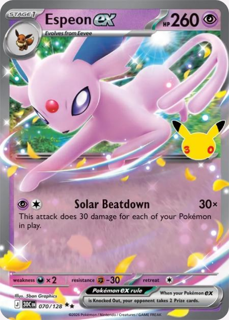 Pokémon Espeon ex 30C-070/128 — English Single Card