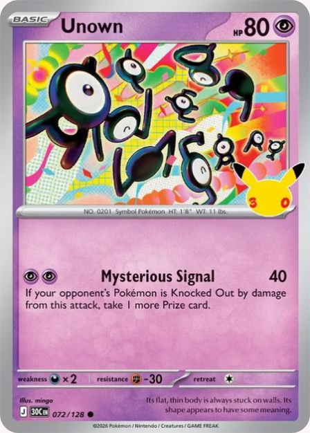 Pokémon Unown 30C-072/128 — English Single Card