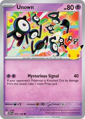 Pokémon Unown 30C-072/128 — English Single Card