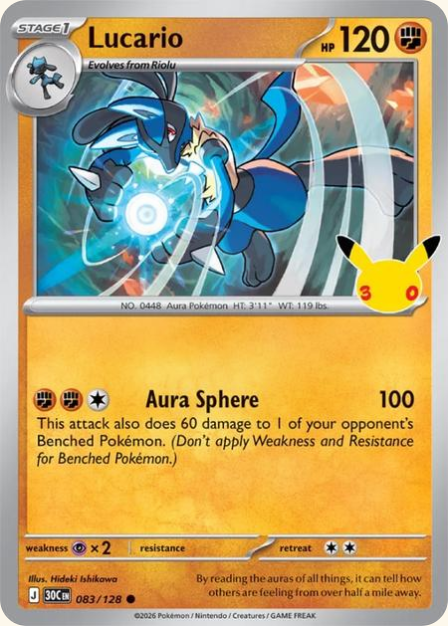 Pokémon Lucario 30C-083/128 — English Single Card