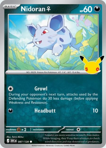 Pokémon Nidoran♀ 30C-087/128 — English Single Card