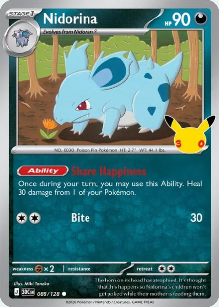Pokémon Nidorina 30C-088/128 — English Single Card
