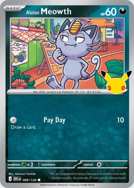 Pokémon Alolan Meowth 30C-089/128 — English Single Card