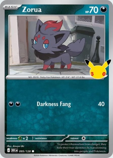 Pokémon Zorua 30C-095/128 — English Single Card