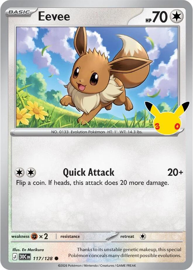 Pokémon Eevee 30C-117/128 — English Single Card