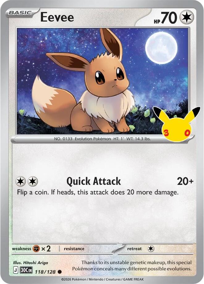 Pokémon Eevee 30C-118/128 — English Single Card