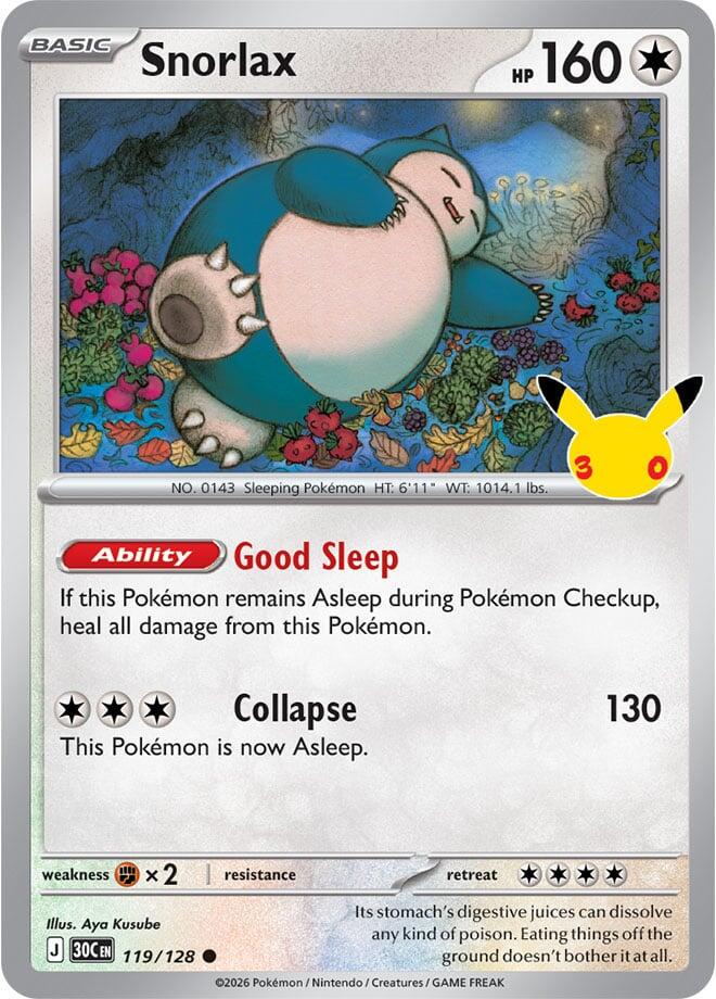 Pokémon Snorlax 30C-119/128 — English Single Card