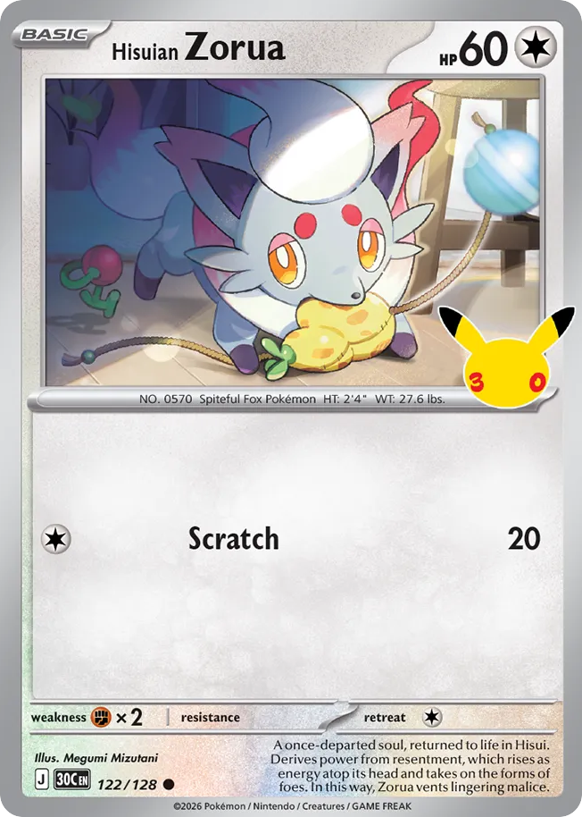 Pokémon Hisuian Zorua 30C-122/128 — English Single Card