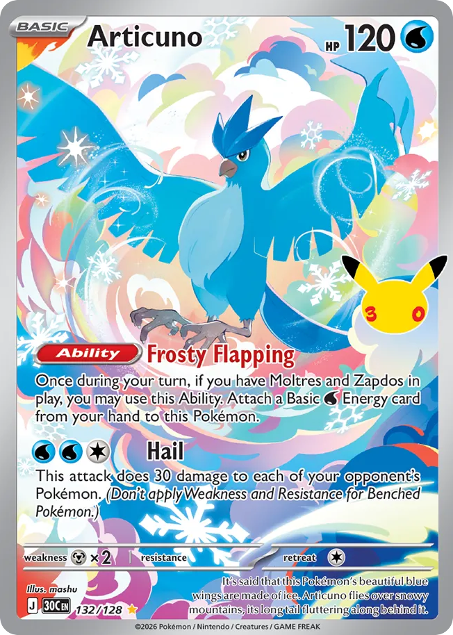 Pokémon Articuno 30C-132/128 — English Single Card
