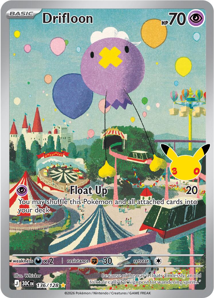 Pokémon Drifloon 30C-136/128 — English Single Card