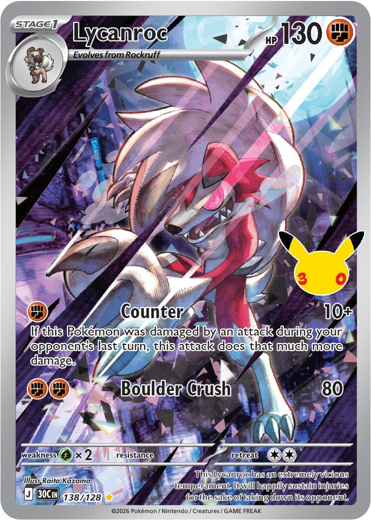 Pokémon Lycanroc 30C-138/128 — English Single Card