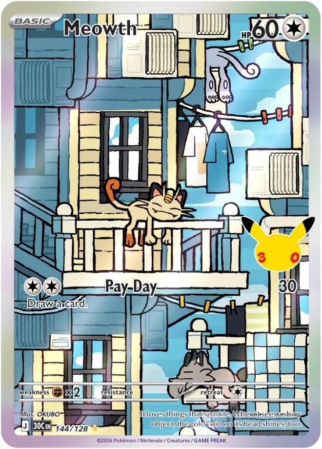 Pokémon Meowth 30C-144/128 — English Single Card
