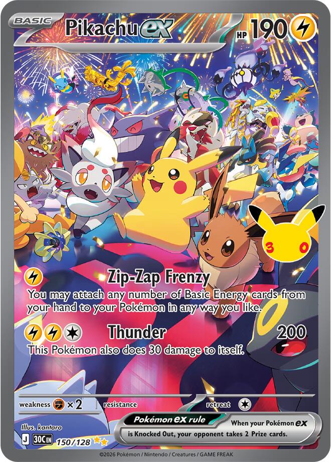 Pokémon Pikachu ex 30C-150/128 — English Single Card