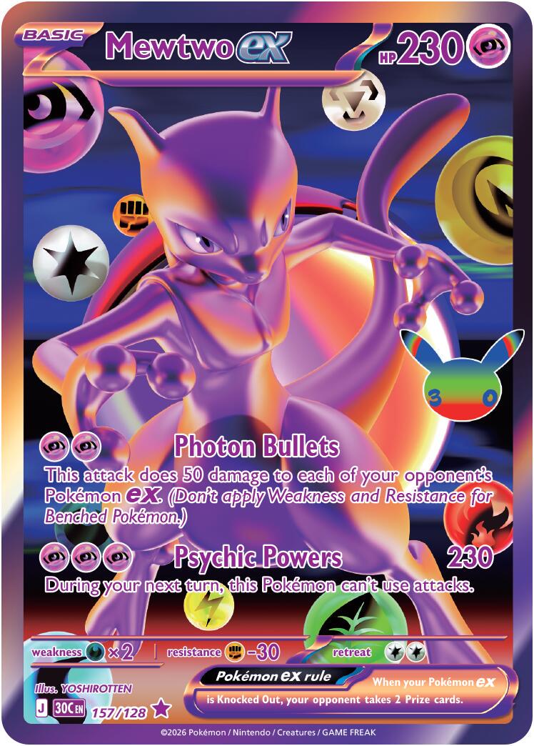 Pokémon Mewtwo ex 30C-157/128 — English Single Card