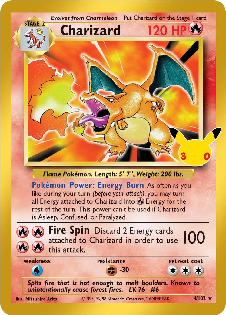 Pokémon Charizard BASE-4(30C) — English Single Card