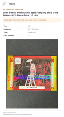 Item details and original photo for 2024 Panini PhotoGenic WWE Step By Step Gold Prizms #12 Alexa Bliss /10 -NH.