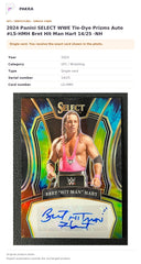 Item details and original photo for 2024 Panini SELECT WWE Tie-Dye Prizms Auto #LS-HMH Bret Hit Man Hart 14/25 -NH.