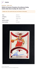 Item details and original photo for 2020-21 Panini Flawless Excellence Ruby #EXS-AVD Deni Avdija RC Auto 3/15.