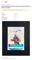 Item details and original photo for 2017-18 Panini Flawless Platinum #FA-RF Rick Fox Auto 1/1 Lakers.