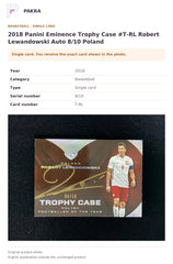 Item details and original photo for 2018 Panini Eminence Trophy Case #T-RL Robert Lewandowski Auto 8/10 Poland.